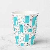 Robin Egg Blue Schattige kattenpatroon Papieren Bekers (Achterkant)