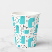Robin Egg Blue Schattige kattenpatroon Papieren Bekers (Voorkant)
