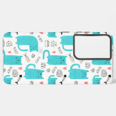 Robin Egg Blue Schattige kattenpatroon Samsung Galaxy Hoesje (Linkerkant)