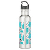 Robin Egg Blue Schattige kattenpatroon Waterfles (Achterkant)