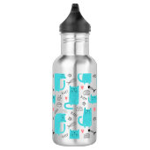 Robin Egg Blue Schattige kattenpatroon Waterfles (Rechts)