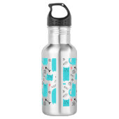 Robin Egg Blue Schattige kattenpatroon Waterfles (Achterkant)