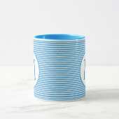 Robin Egg Blue Stripe Monogram Mok (Midden)