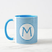 Robin Egg Blue Stripe Monogram Mok (Links)