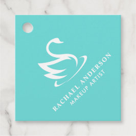 Robin Egg Blue Swan Logo met naam Bedankjes Labels
