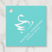 Robin Egg Blue Swan Logo met naam Bedankjes Labels (Voorkant)