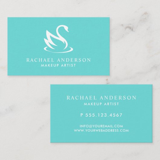 Robin Egg Blue Swan Logo Minimalist Visitekaartje (Voorkant / Achterkant)