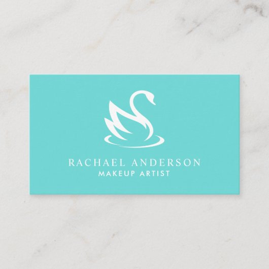 Robin Egg Blue Swan Logo Minimalist Visitekaartje (Voorkant)