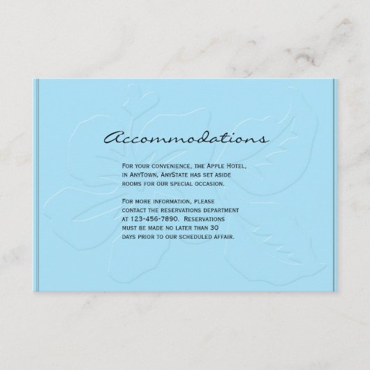 Robin Egg Blue Tone op Tone Hibiscus Insert Informatiekaartje (Voorkant)