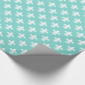 Robin Egg Blue Turquoise Wht Fleur de Lis Pattern Cadeaupapier (Hoek)