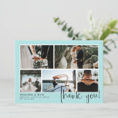 Robin Egg Blue Wedding Foto Collage Hartelijk dank Bedankkaart (Staand voorkant)