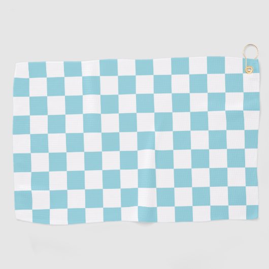 Robin Egg Blue with White Square Pattern Golfhanddoek (Horizontaal)