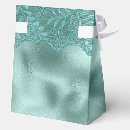 Robin Egg Green Lace Vrijgezellenfeest Bedankdoosjes (Achterkant)