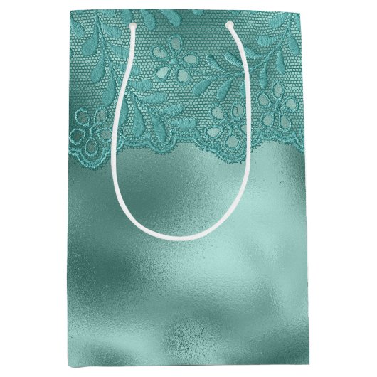 Robin Egg Green Lace Vrijgezellenfeest Medium Cadeauzakje (Voorkant)