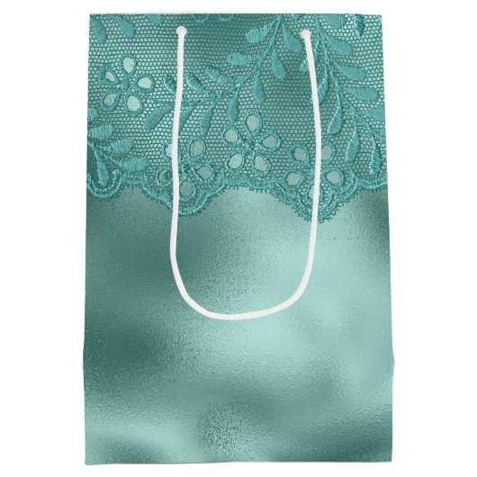 Robin Egg Green Lace Vrijgezellenfeest Medium Cadeauzakje (Achterkant)