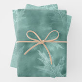 Robin Egg Green Leaf Linen (geen echt linnen) Inpakpapier Vel (In situ)