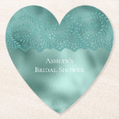 Robin Egg Groene Kant Bruidsdouche Kartonnen Onderzetters (Voorkant)