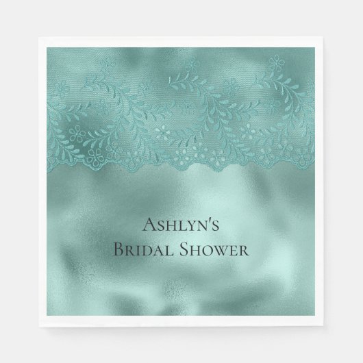 Robin Egg Groene Kant Bruidsdouche Servet (Voorkant)