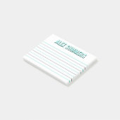 Robin Egg Omtrek Zwarte Schaduw Blok Letters Lined Post-it® Notes (Schuin)