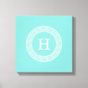 Robin Egg Wholas Griekse Key Rnd XL Lijst Init Mon Canvas Afdruk