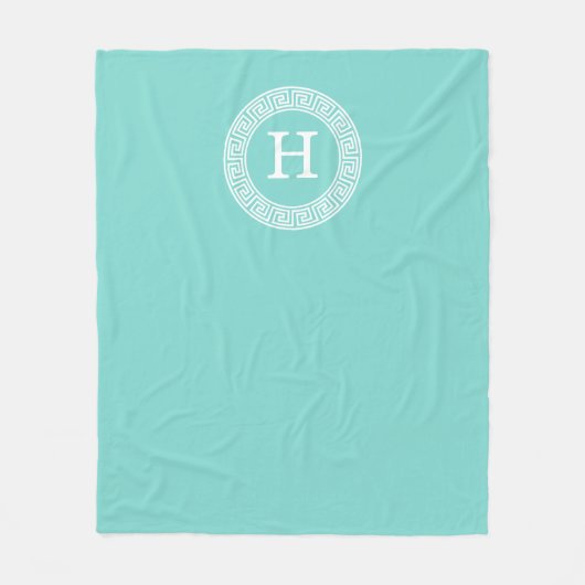 Robin Egg Wht Grieks Zeer belangrijk Rand Lijst In Fleece Deken (Voorkant)