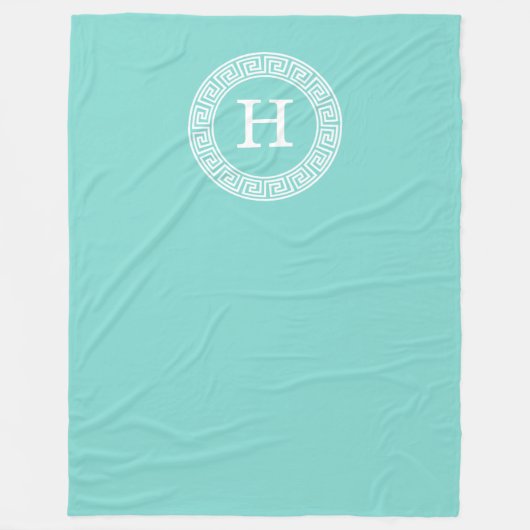 Robin Egg Wht Grieks Zeer belangrijk Rand Lijst In Fleece Deken (Voorkant)