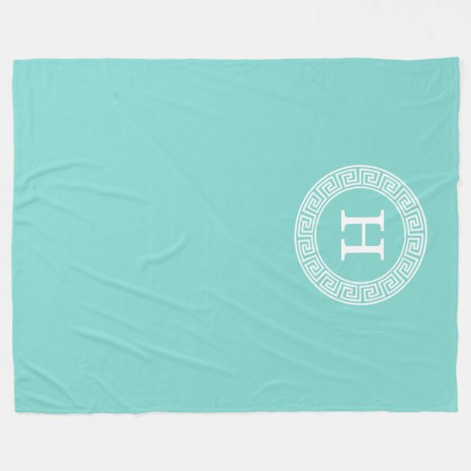 Robin Egg Wht Grieks Zeer belangrijk Rand Lijst In Fleece Deken (Voorkant (Horizontaal))