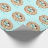 Robin Eggs Bird Nest Personalized Gift Wrap Cadeaupapier (Hoek)