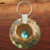 Robin Eggs in een backyard Tree Nest Sleutelhanger (Voorkant)