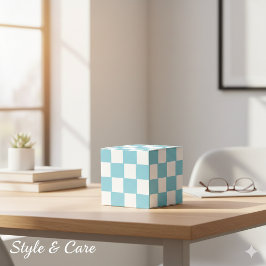 Robin Ei Blauw met Wit Vierkant Patroon Klassiek Bedankdoosjes