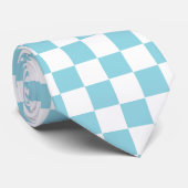 Robin Ei Blauw met Wit Vierkant Patroon Stropdas (Opgerold)