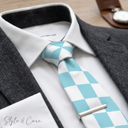 Robin Ei Blauw met Wit Vierkant Patroon Stropdas
