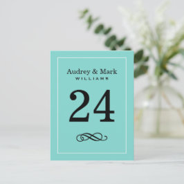 Robin Ei Blauw Monogram Tafelnummerkaart Briefkaart