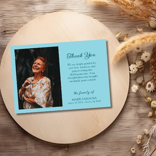 Robin Ei Blauw Romantisch Pas Foto Funeral Bedankkaart