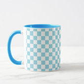 Robin Ei Blauwe Combo Mok met Wit Vierkant Patroon (Links)