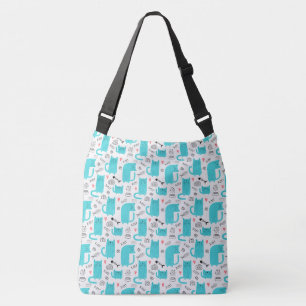 Robin Ei Blauwe Cute Kat Patroon Crossbody Tas