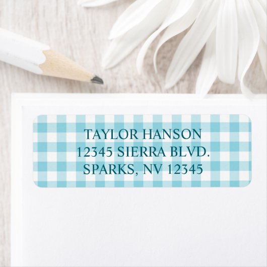 Robin Ei Blauwe Gingham Plaid Etiket (Insitu)