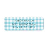 Robin Ei Blauwe Gingham Plaid Etiket (Voorkant)