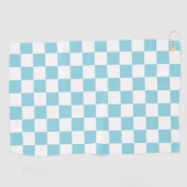 Robin Ei Blauwe met Wit Vierkant Patroon Golfhanddoek (Horizontaal)