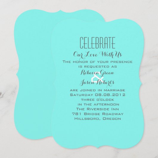 robin ' eicelblauwe turquoise aqua blue bruiloft kaart (Voorkant / Achterkant)