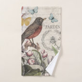 Robin Elegant Vogelvlinder Franse kunst Bad Handdoek (Handdoek)
