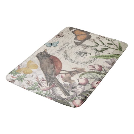 Robin Elegant Vogelvlinder Franse kunst Badmat (Gekanteld)