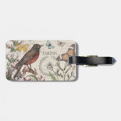 Robin Elegant Vogelvlinder Franse kunst Bagagelabel (Achterkant horizontaal)