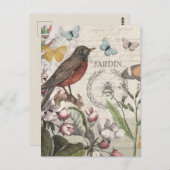 Robin Elegant Vogelvlinder Franse kunst Briefkaart (Voorkant / Achterkant)