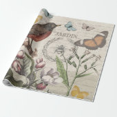 Robin Elegant Vogelvlinder Franse kunst Cadeaupapier (Uitgerold)