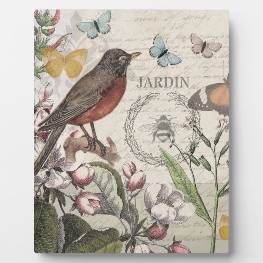 Robin Elegant Vogelvlinder Franse kunst Fotoplaat (Voorkant)