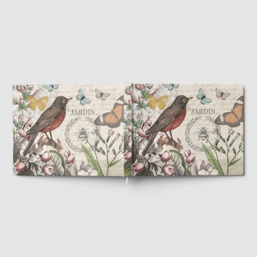 Robin Elegant Vogelvlinder Franse kunst Gastenboek (Volledig)