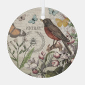 Robin Elegant Vogelvlinder Franse kunst Glas Ornament (Achterkant)