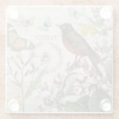 Robin Elegant Vogelvlinder Franse kunst Glazen Onderzetter (Achterkant)