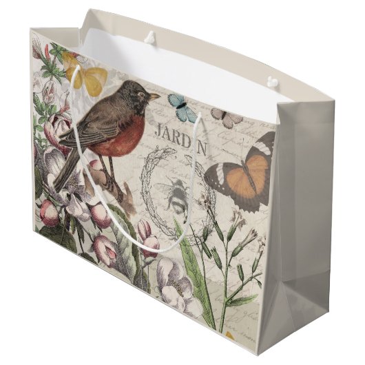 Robin Elegant Vogelvlinder Franse kunst Groot Cadeauzakje (Achterkant Gekanteld)